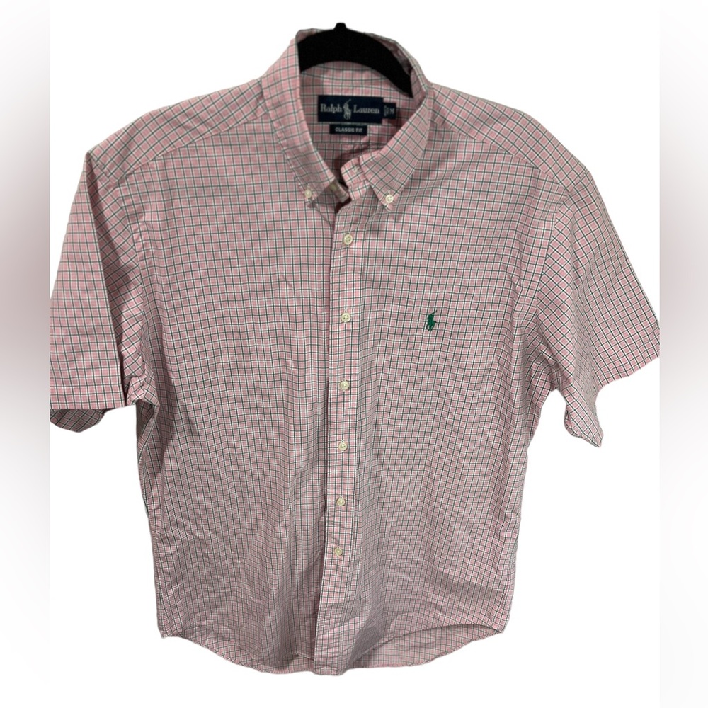 Ralph Lauren Pink Plaid Classic Fit 100% Cotton Short Sleeve Shirt Medium